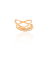 Anel Entrelaçado Cravejado Cristal Tamanho 18 Banhado a Ouro 18K
