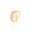 Anel Entrelaçado Cravejado Cristal Tamanho 18 Banhado a Ouro 18K