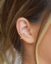 Piercing em X Cravejado Cristal Banhado a Ouro 18K
