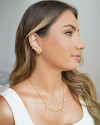 Piercing Baguete Flor Cristal Banhado a Ouro 18K