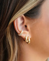 Piercing Baguete Flor Cristal Banhado a Ouro 18K