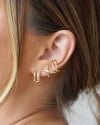 Brinco Argola Click Vazada Cravejada Cristal 1.3 cm Banhado a Ouro 18K
