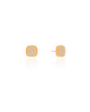 Brinco Quadrado Cravejado Cristal 1.0 cm Banhado a Ouro 18K