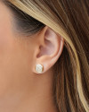 Brinco Quadrado Cravejado Cristal 1.0 cm Banhado a Ouro 18K