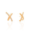 Brinco em X Cravejado Cristal 2.4 cm Banhado a Ouro 18K