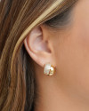 Brinco Meia Argola Dupla Cravejado Cristal 1.5 cm Banhado a Ouro 18K