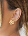 Brinco Flor Lisa ABS 2.0 cm Banhado a Ouro 18K