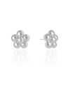 Brinco Flor Lisa ABS 2.0 cm Ródio Branco