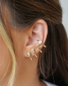 Ear Cuff Geométrico Cristal Banhado a Ouro 18K
