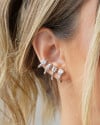 Ear Cuff Geométrico Cristal Ródio Branco