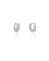 Brinco Argola Click em U Lisa 1.5 cm Ródio Branco