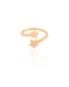 Anel Ajustável Estrelas Cravejado Cristal Tamanho M Banhado a Ouro 18K