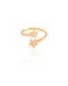 Anel Ajustável Estrelas Cravejado Cristal Tamanho G Banhado a Ouro 18K