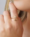 Anel Ajustável Estrelas Cravejado Cristal Tamanho G Banhado a Ouro 18K