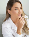 Pulseira Elos Riviera Cristal Fecho Boia Banhado a Ouro 18K