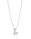 Gargantilha Veneziana Letra L 1.7 cm Bolha Ródio Branco - 45 cm