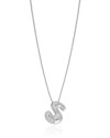Gargantilha Veneziana Letra S 1.7 cm Bolha Ródio Branco - 45 cm
