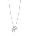 Gargantilha Veneziana Letra V 1.7 cm Bolha Ródio Branco - 45 cm