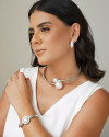 Bracelete Torcido Pérola Banho Branco