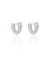 Brinco Argola Click Coração Liso 1.9 cm Banho Branco