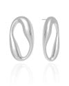Brinco Oval Orgânico Liso 5.0 cm Banho Branco