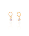 Brinco Argola Click Ponto de Luz Cristal 2.2 cm Banhado a Ouro 18K