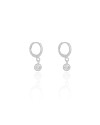 Brinco Argola Click Ponto de Luz Cristal 2.0 cm Ródio Branco