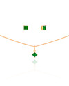 Conjunto Quadrado Esmeralda 4 mm Banhado a Ouro 18K