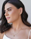 Conjunto Quadrado Esmeralda 4 mm Banhado a Ouro 18K