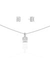 Conjunto Retangular Cravejado Cristal Ródio Branco