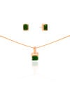 Conjunto Retangular Esmeralda Cravejado Cristal Banhado na Ouro 18K