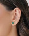 Conjunto Retangular Esmeralda Cravejado Cristal Banhado na Ouro 18K