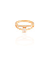 Anel Duplo Oval Cravejado Cristal Tamanho 16 Banhado a Ouro 18K