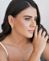 Anel Duplo Oval Cravejado Cristal Tamanho 16 Banhado a Ouro 18K