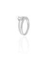 Anel Duplo Oval Cravejado Cristal Tamanho 16 Ródio Branco