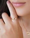 Anel Duplo Oval Cravejado Cristal Tamanho 18 Banhado a Ouro 18K
