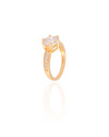 Anel Ponto de Luz Cravejado Cristal Tamanho 16 Banhado a Ouro 18K