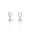 Brinco Argola Click Flor Cristal 2.4 cm Ródio Branco