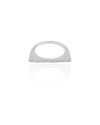 Anel Reto Cravejado Cristal Tamanho 19 Ródio Branco