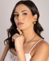 Anel Ajustável Gota Lisa Tamanho M Banhado a Ouro 18K
