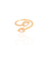 Anel Ajustável Gotas Cravejado Cristal Tamanho M Banhado a Ouro 18K