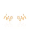 Ear Cuff Filetes Gota Cristal Banhado a Ouro 18K