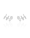 Ear Cuff Filetes Gota Cristal Ródio Branco