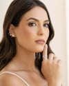 Ear Cuff Filetes Gota Cristal Ródio Branco