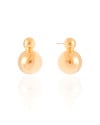 Brinco Bola Dupla Lisa ABS 2.9 cm Banhado a Ouro 18K