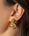 Brinco Bola Dupla Lisa ABS 2.9 cm Banhado a Ouro 18K