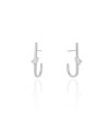 Brinco Argola Fio Gota Cristal 2.5 cm Ródio Branco