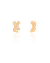Brinco em X Cravejado Cristal 1.7 cm Banhado a Ouro 18K