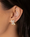 Brinco em X Cravejado Cristal 1.7 cm Banhado a Ouro 18K