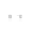 Brinco Quadrado Ponto de Luz Cravejado Cristal 8 mm Ródio Branco